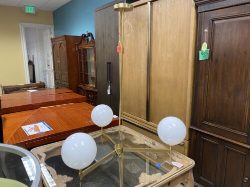 Modern 3-Light Golden Chandelier w/ 3 Glass Globes