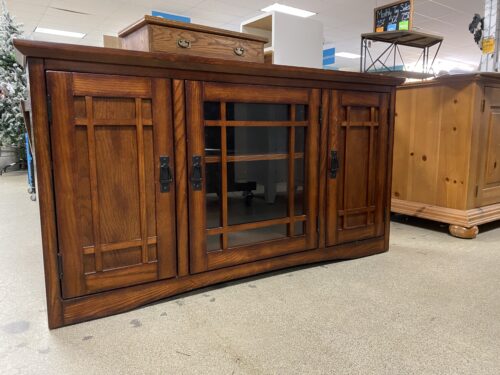 Cherry Finish Corner TV Stand