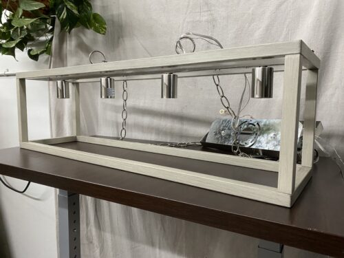 ALLEN + ROTH Farmhouse Greige & Nickle Rectangular Pendant Light