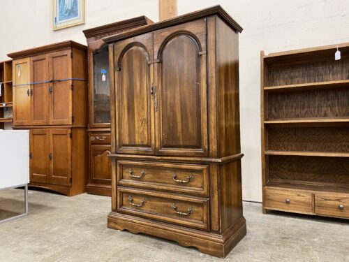 3 Drawer Wooden Armoire with Cube Organizer Shelf