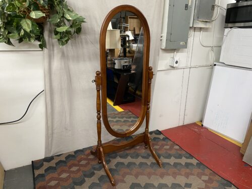 Wood Framed Oval Cheval Mirror