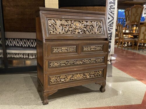 Ornately Carved Vintage Secretary Desk