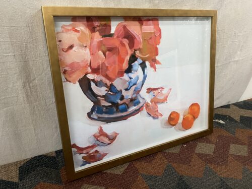Framed Floral Still Life Print w/ Oranges