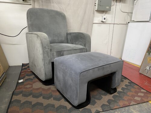 Grey Slope Arm Rocking Armchair w/ Rocking Ottoman