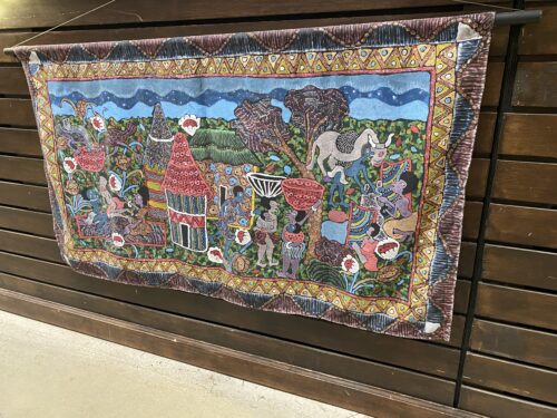 "Long Ago Marriage Culture" Painted Tapestry by Mary Kaundo
