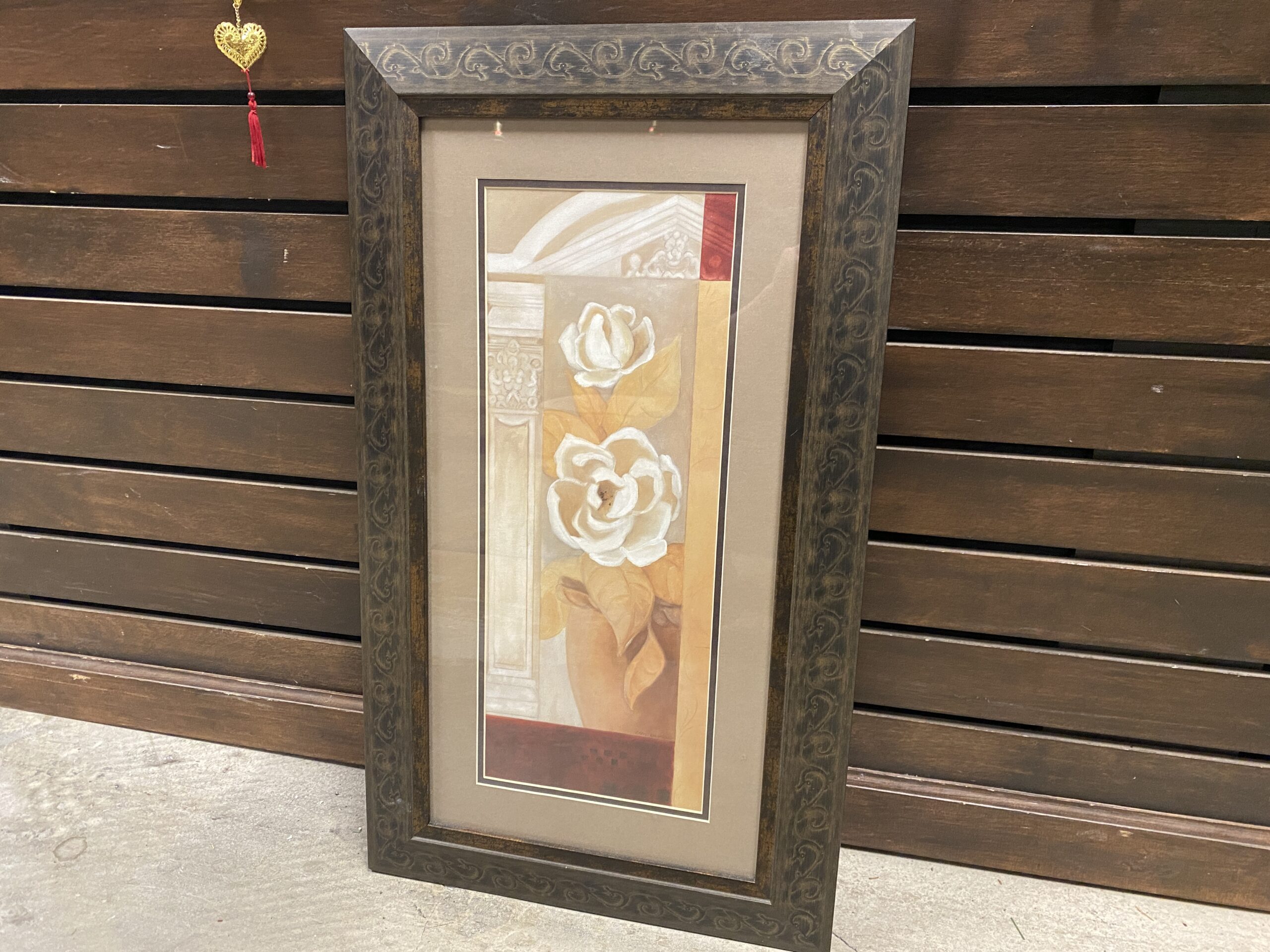 Warm Floral Print in Decorative Frame