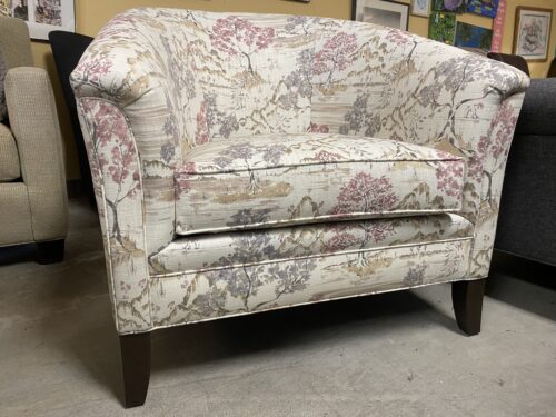 ETHAN ALLEN Nathalie Barrel Back Ariana Rouge Upholstered Armchair