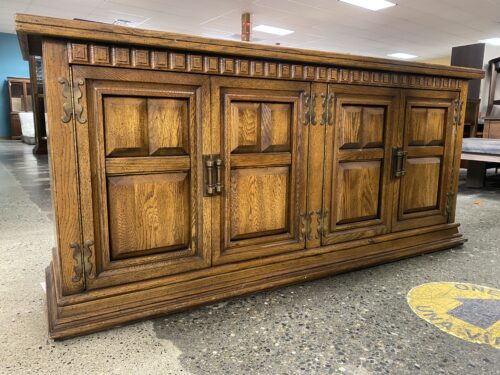 Rolling Honey Buffet w/ Carved Doors