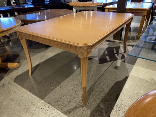 Blonde Extendable Dining Table with Carved Ram Head Corners