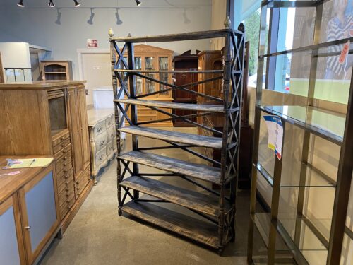 Rustic Farmhouse Style Black Seven Level Bookcase