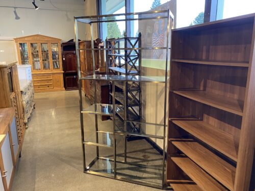 Contemporary Multi Level Glass and Chrome Shelf