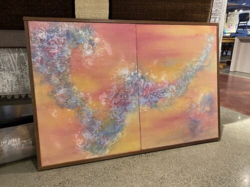 Abstract Diptych Painting Signed "Koo '73"