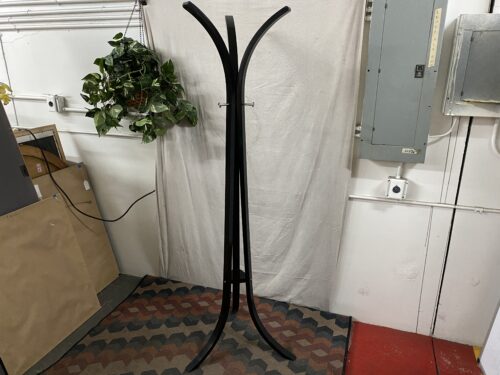 Black Modern Tripod Coat Rack w/ Chrome Finish Pegs