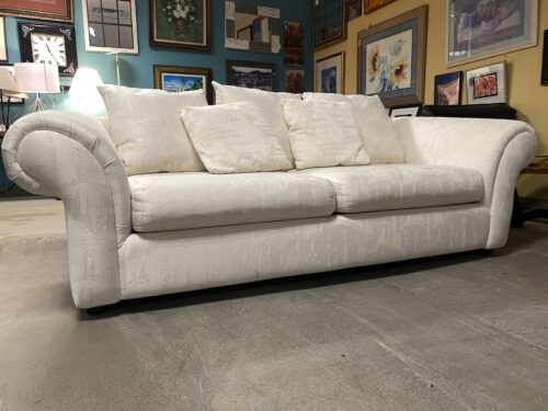 Ivory Roll Arm Upholstered Sofa