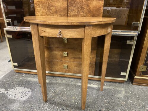 Light Wood Demilune Table w/ Drawer