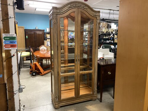 BERNHARDT Blonde Ornately Carved Lighted Curio Cabinet