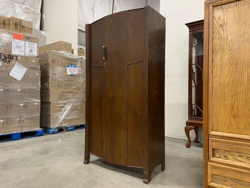 Vintage Dark Wood Art Deco Style Armoire with Mirror