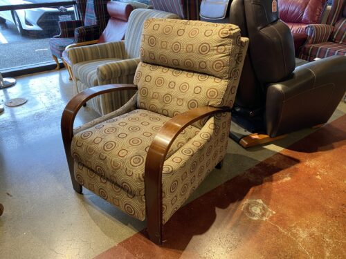 High Leg Recliner Chair with a Geometric Pattern