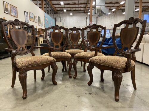 A.R.T. FURNITURE Old World Shield Back Dining Chair with Floral Paisley Cushions (Set of 5)