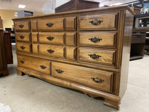 Wooden 11-Drawer Longboy Dresser w/ Bronze Hardware