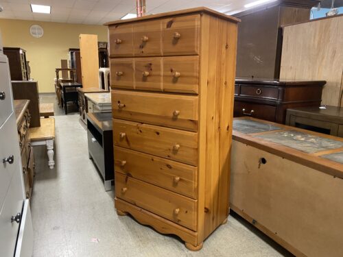 Knotty Pine 6-Drawer Tallboy Dresser