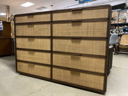 RESTORATION HARDWARE Santiago Cane Carmel Walnut 10-Drawer Dresser