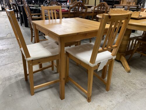 IKEA Ingo Natural Wood Square Table w/ 3 Chairs