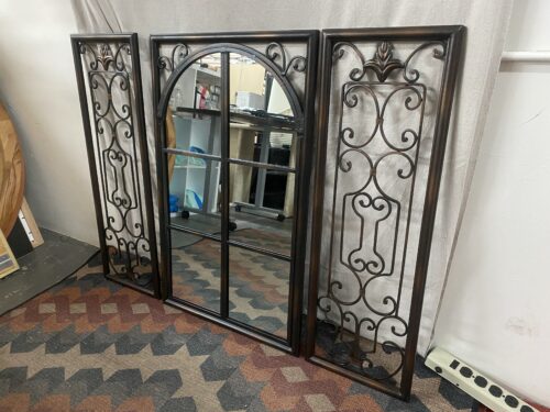 Provence Window Style Wall Mirror Set in Bronze