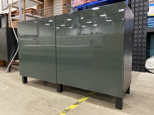 Dark Finish Sideboard with Forest Green Lacquered Front