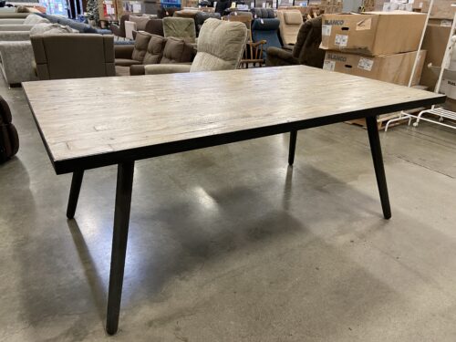 Large Rectangular Rustic Top Dining Table with Black Legs