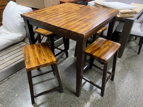 WINNERS ONLY Solid Acacia & Rubberwood Dining Set w/ 4 Stools