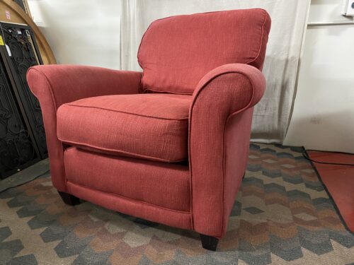 POTTERY BARN Cranberry Red Roll Arm Chair