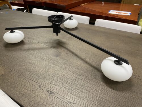 Trio Frosted Globe Black Light Fixture