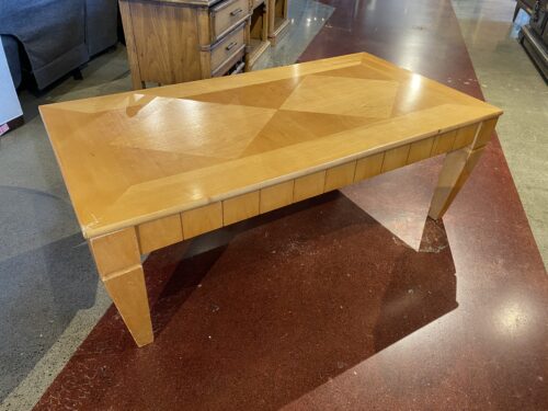 Wood Coffee Table with Geometric Inlay