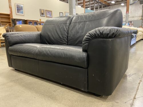 IKEA  Black Soft Leather Wideseat Loveseat