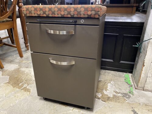 Rolling Metal Filing Cabinet w/ Cushion Top