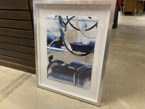 Blue & Silver Abstract Art Print w/ Silver Frame