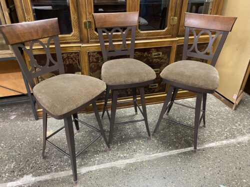Bronze Finish Swivel Upholstered Counter Stool (Set of 3)