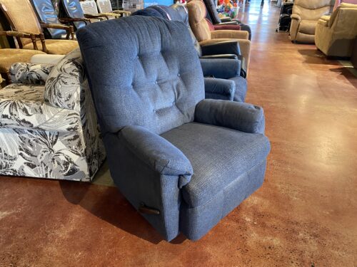 Dark Blue Button Tufted Recliner Chair