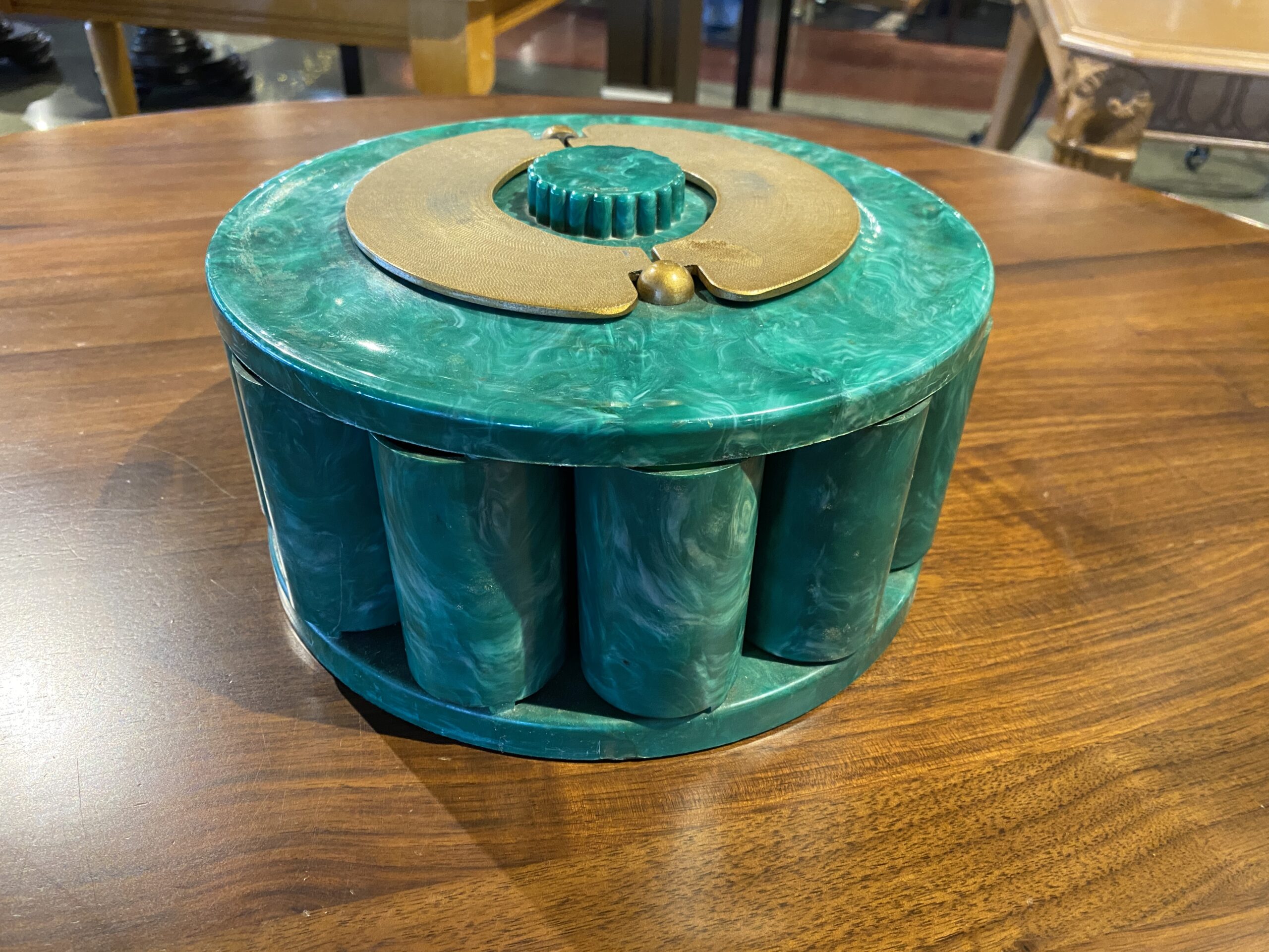 Vintage Marbled “TurnIt” Poker Chip Caddy