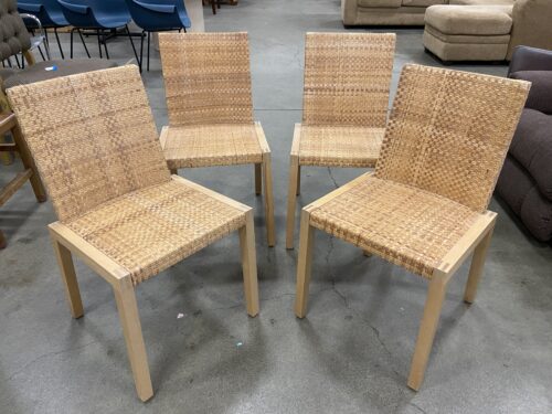Birch and Rattan Coastal Dining Chair (Set of 4)