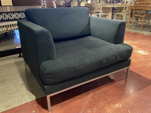 Wide Boxy Modern Metal Leg Accent Chair