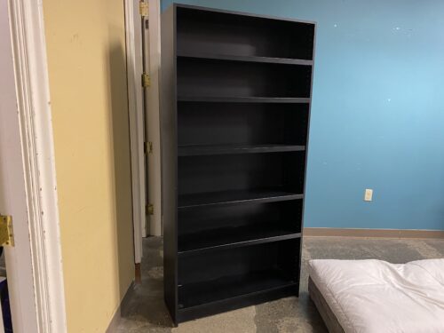 Tall Black Open Bookcase