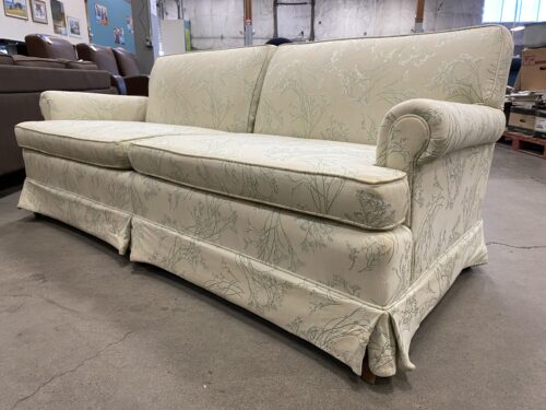 Vintage Ivory Floral Print Skirted Loveseat