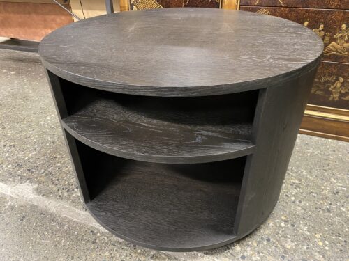 RESTORATION HARDWARE Ligne Black Oak Round Open Side Table