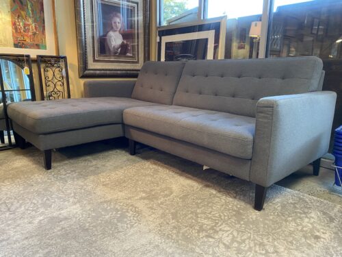 Modern Tufted Grey 2-Piece L-Shaped Sectional