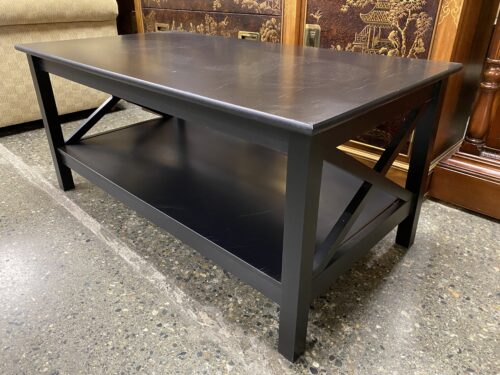 Black Rectangular Coffee Table w/ Cross Base