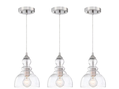 HUKORO 3-Pack 1- Light Brushed Nickel Mini Pendant Light