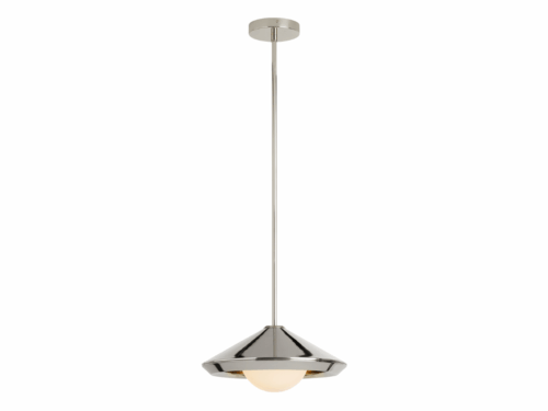 REJUVENATION Andra 14" Pendant Light in Polished Nickle & Glass Shade