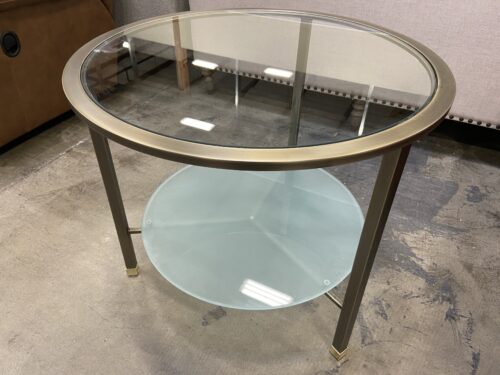 Round Glass Top Accent Table with Frosted Glass Second Tier